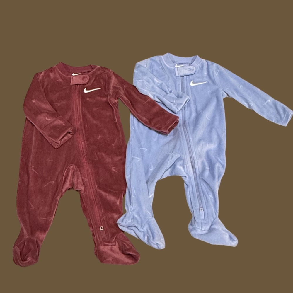 Nike Baby Boy Velour Footie Pajamas | 3M | Set of 2 | NWOT